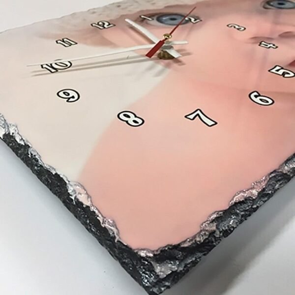 Reloj personalizado con fotos en pizarra cuadrado - Imagen 4