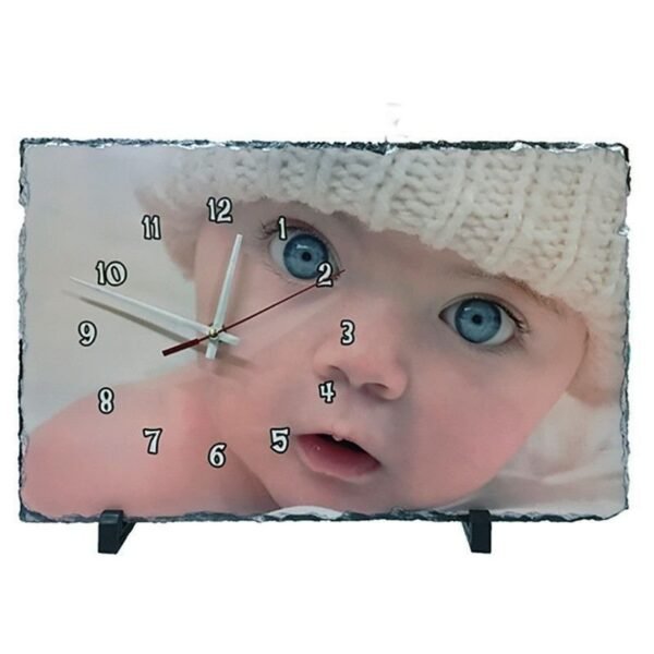 Reloj personalizado con fotos en pizarra cuadrado - Imagen 3